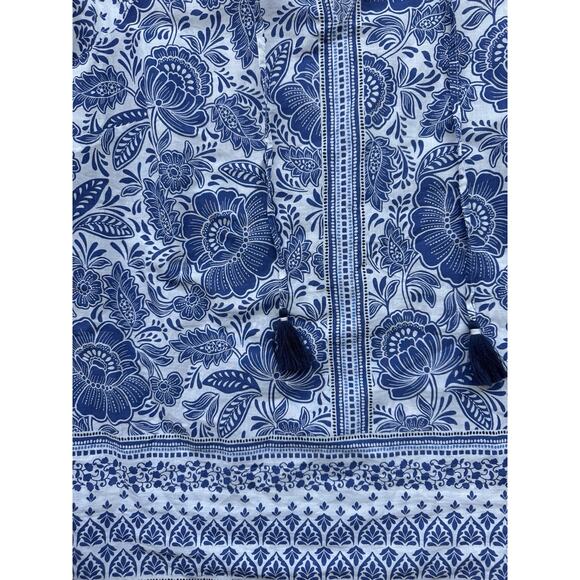 6 for $20 Talbots short-sleeve blue and white floral print top M 100% Cotton - Picture 5 of 6